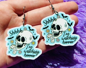 Horrorfilmoorbellen Filmoorbellen Horrorsieraden Handgemaakte oorbellen Handgemaakte sieraden Horrorliefhebber Halloween-oorbellen Halloween-sieraden