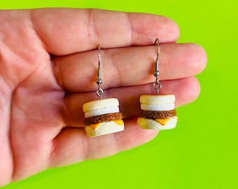 Sausage Egg and Cheese Earrings Kitschy Earrings Kawaii Earrings Food Earrings Funny Earrings Weird Earrings Funky Earrings Fun Earrings