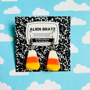 Candy Corn Earrings Halloween Earrings Spooky Earrings Halloween Jewelry Handmade Jewelry Fun Earrings Funky Earrings Weird Earrings
