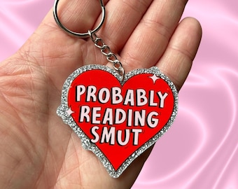 Probablement en train de lire Smut porte-clés livre livre Porte-clés livre Thème des amateurs de livres porte-clés Porte-clés à paillettes Alien Bratz