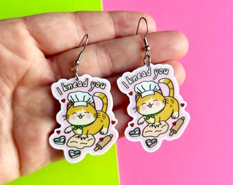 Valentine’s Day Cat Earrings Valentine’s Day Earrings Vday Earrings Cute Cat Jewelry Funny Earrings Animal Earrings Gag Gift Idea