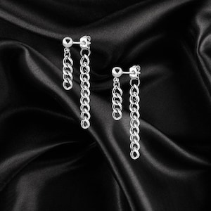 Dangly Stainless Steel Chain Stud Earrings Chain Drop Earrings Kpop Earrings Kpop Jewelry Grunge Simple Jewelry Handmade Earring