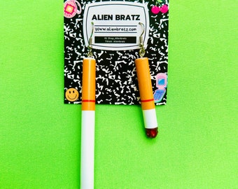 Sigarettenpeukoorbellen Funny Gag cadeau Halloween oorbellen kitsch oorbellen funky oorbellen rare oorbellen rave oorbellen grunge oorbellen