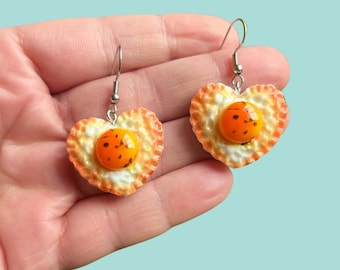 Heart Egg Earrings Kitschy Earrings Kawaii Earrings Food Earrings Funny Earrings Weird Earrings Funky Earrings Fun Earrings Alien Bratz
