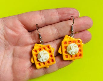Wafeloorbellen Kitscherige oorbellen kawaii oorbellen voedsel oorbellen rare oorbellen rare sieraden prop cadeau oorbellen funky oorbellen leuke oorbellen