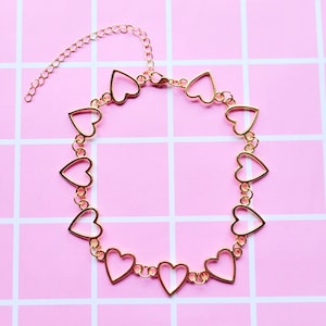 Gold Hollow Heart Choker Necklace Gold Choker Gold Necklace Stocking Stuffer Christmas Gift Idea Gold Jewelry Heart Necklace Alien Bratz