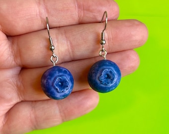 Blueberry Earrings Kitschy Earrings Kawaii Earrings Food Earrings Summer Earrings Spring Earrings Gifts For Her Funky Earrings Fun Earrings