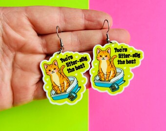 Valentine’s Day Cat Earrings Valentine’s Day Earrings Vday Earrings Cute Cat Jewelry Funny Earrings Animal Earrings Gag Gift Idea