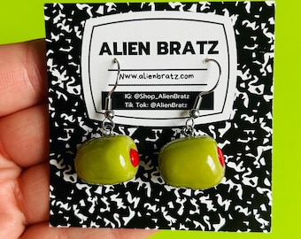 Olive Earrings Kitschy Earrings Kawaii Earrings Food Earrings Funny Earrings Weird Earrings Funky Earrings Clay Earrings