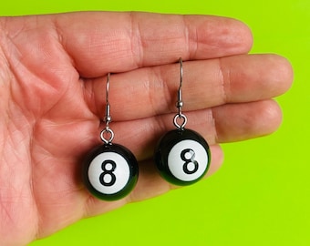 8 Ball Earrings Funky Earrings Fun Earrings Weird Earrings Handmade Earrings Kitschy Earrings Kitsch Earrings 90’s Earrings Grunge
