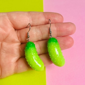 Pickle Earrings Kitschy Earrings Kawaii Earrings Food Earrings Weird Earrings Weird Jewelry Gag Gift Earrings Funky Earrings Fun Earrings