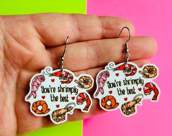 Valentine’s Day Shrimp Earrings Valentine’s Day Earrings Vday Earrings Cute Shrimp Jewelry Funny Earrings Animal Earrings Gag Gift Idea