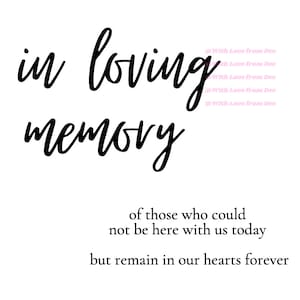 In Loving Memory download printable sign, wedding sign, modern minimalist