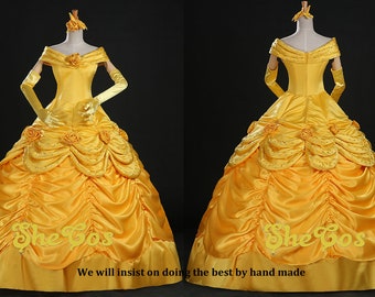 Adult Belle Fancy Dress Up Beauty and The Beast Princess Belle Cosplay Costume U