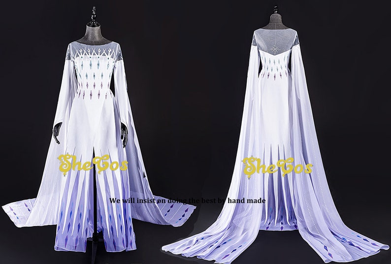 Frozen 2 Elsa White dress Elsa Cosplay Costume Voile Sequin dress 