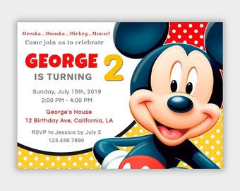 Mickey Mouse Invitation Instant Download Etsy
