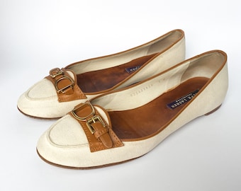 RALPH LAUREN Ballerinas Lässige Ballerinas Damen EU37 Leder innen und Baumwolle außen