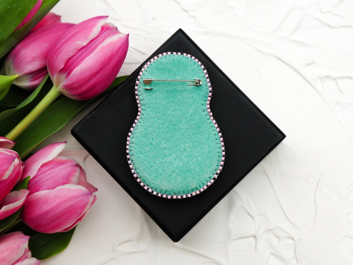 Pink Pregnant Matryoshka Brooch, Women's Accessories, Gift, Nesting