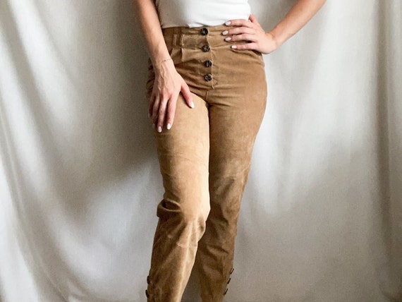 Suede leather pants online