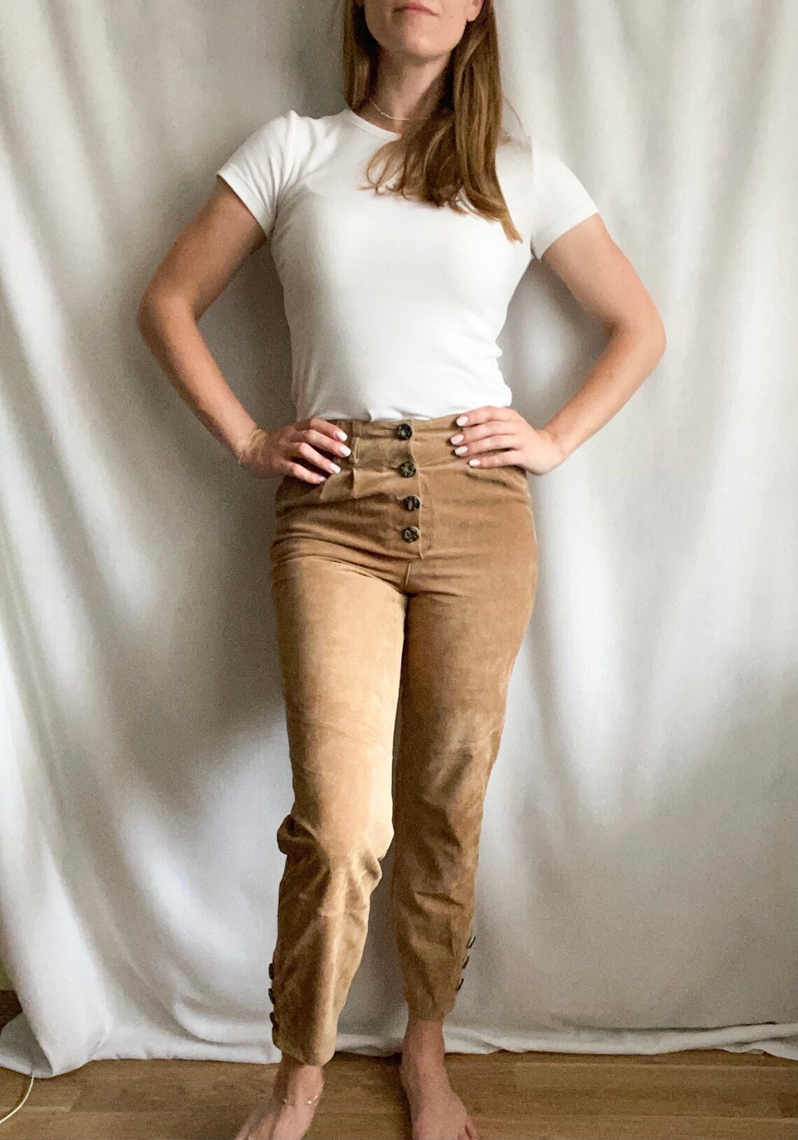 Dirndl Suede Leather Pants Beige Women Leather Pants National Etsy