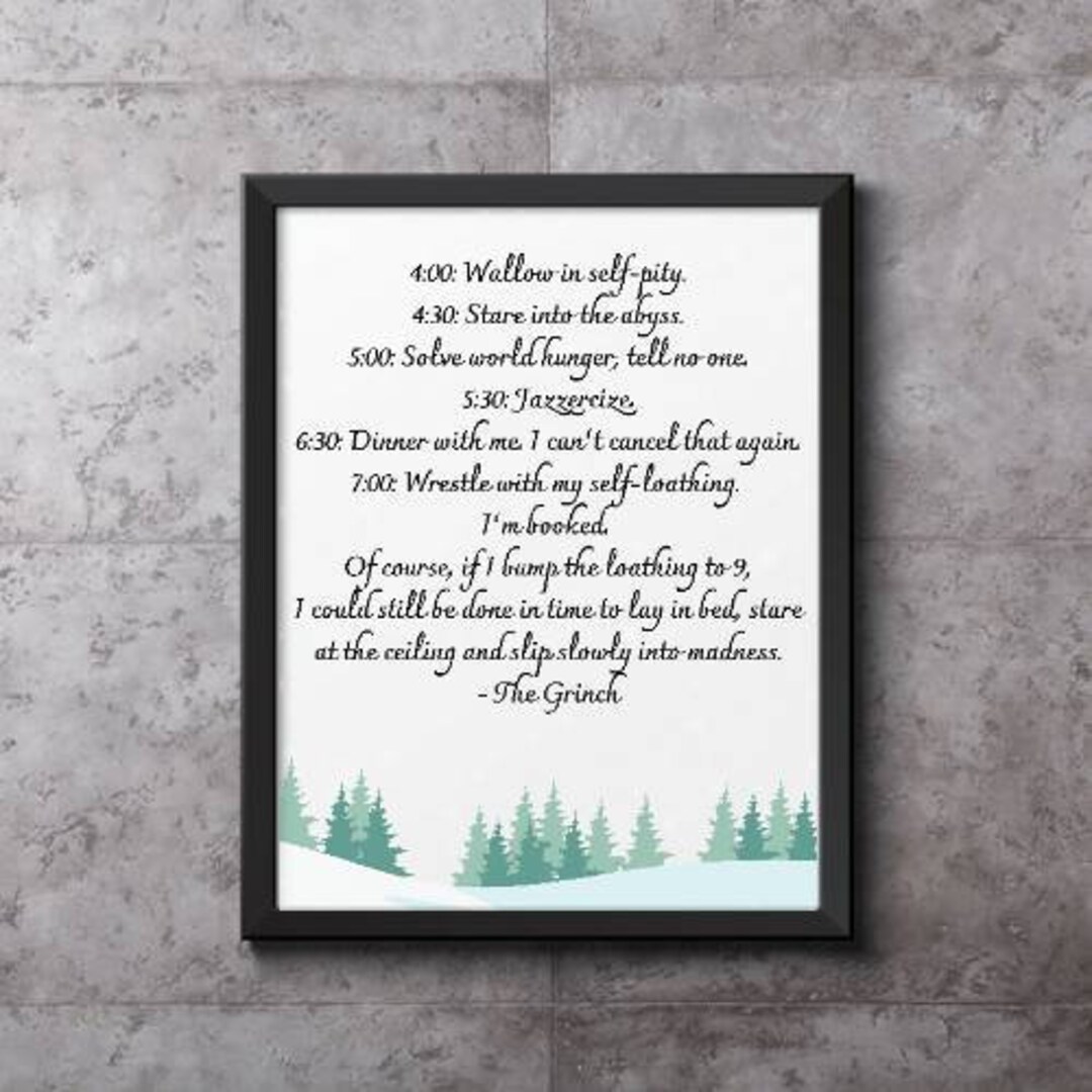 Printable Grinch Quote Wall Art Digital Download Christmas Digital