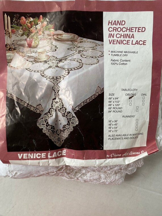 Hand Crochet Venice Lace Tablecloth Oblong 66 X 84 NIP Etsy
