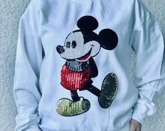 Sequin Mickey Mouse Sweatshirt, Disney Crewneck