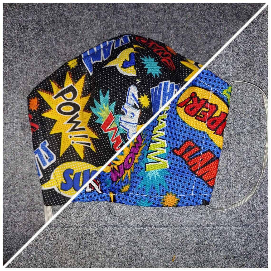 Comic face mask 2 pack Etsy