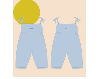 Girls romper jumpsuit sewing pattern pdf, sewing patterns, baby romper pattern