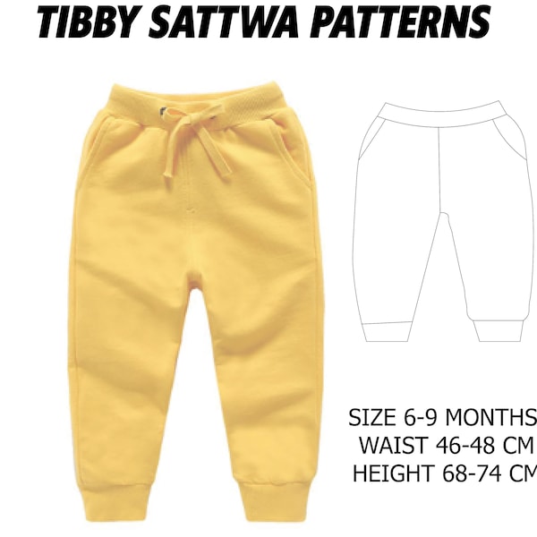 Baby sweat pants Sewing Pattern PDF,baby sewing patterns size 6-9M, Instant Download Sewing Pattern