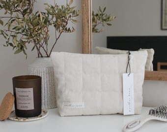 Handmade Quilted Cosmetic Bag | Organic Cotton Toiletry Pouch