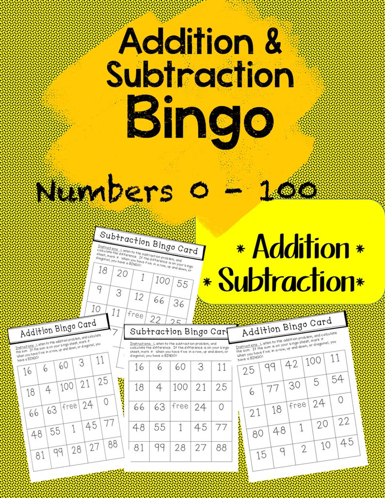 Math Bingo, Addition and Subtraction, Homeschool Printable, Game titles, Informative Recreation, Math, Fundamental, Quantities toward 100 graphic about Printable Maths Bingo named Math Bingo, Addition and Subtraction, Homeschool Printable, Video games, Enlightening Match, Math, Fundamental, Quantities in the direction of 100