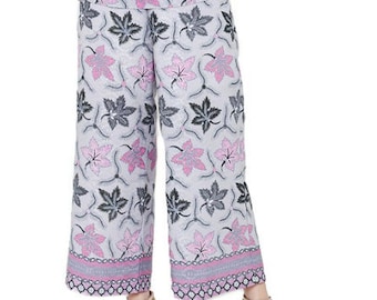 Vintage Batik Wide Leg Pants: Indonesian Floral Swirl
