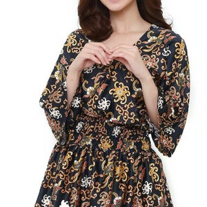 Batik Kimono Dress: Modern Indonesian Floral Swirl