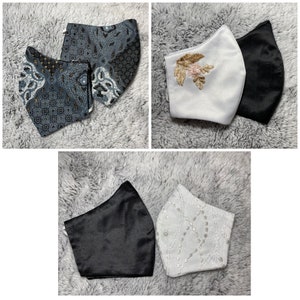 Bridal Silk Lace Face Mask: Triple Layer Wedding Mask with Filter Pocket