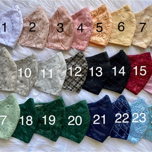 Lace Wedding Face Mask with Filter Pocket: Triple Layer Fabric