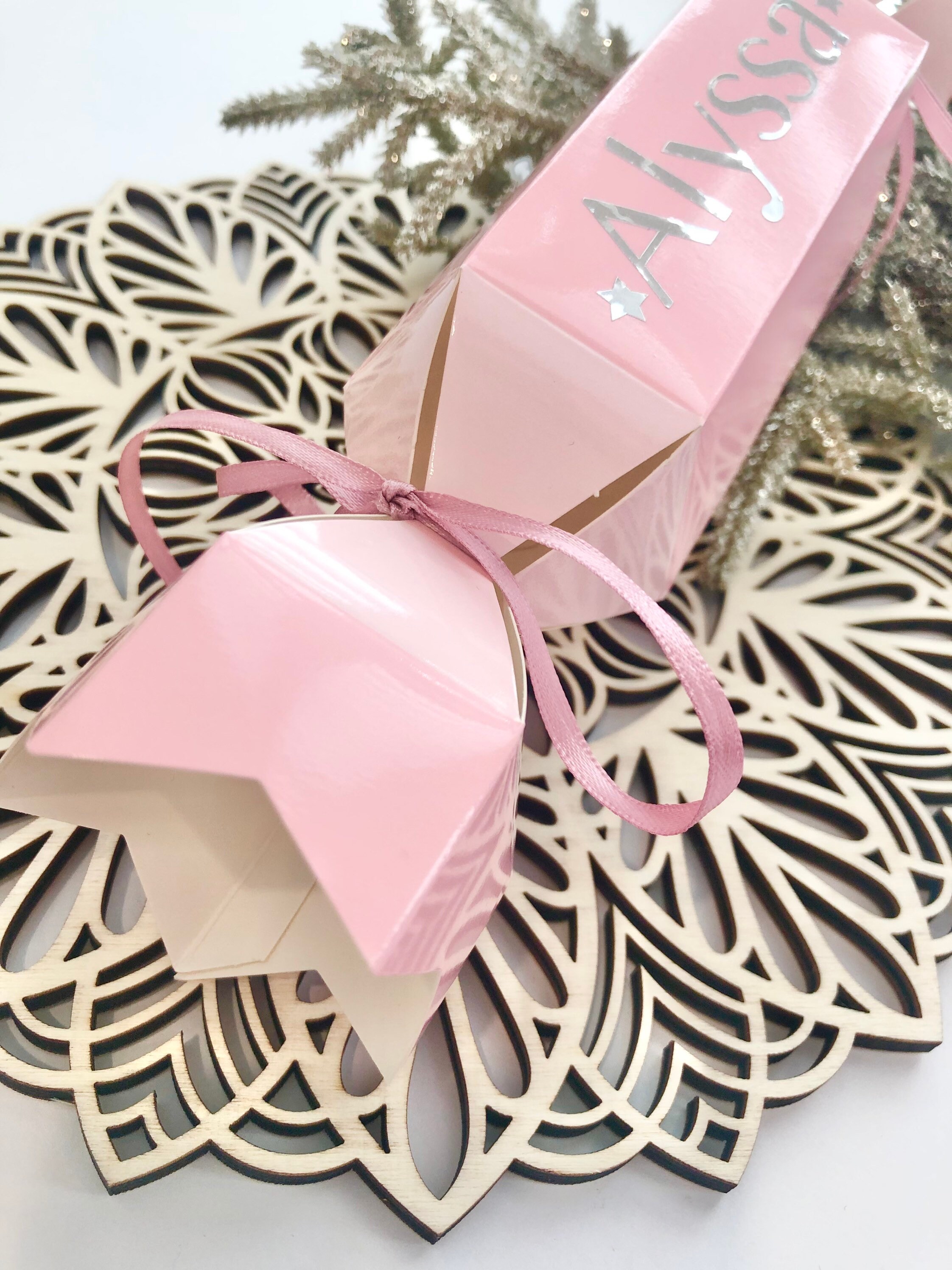 Pink Bon Bon Gift Box Personalised Christmas Decor Baby Etsy Australia