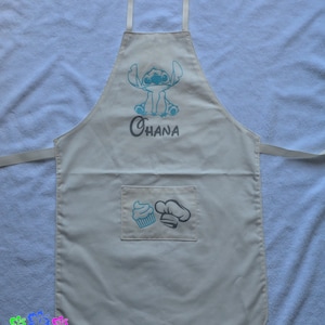 Stitch children&#39;s apron, cooking, baking, birthday gift, customizable, first name