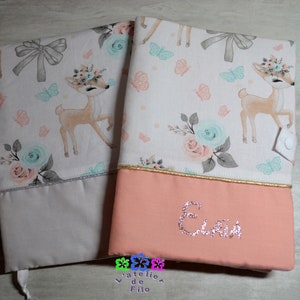 Capa personalizada para prontuário médico, nome personalizável, presente de nascimento para menina ou menino, algodão, capa protetora, veado, filhotes