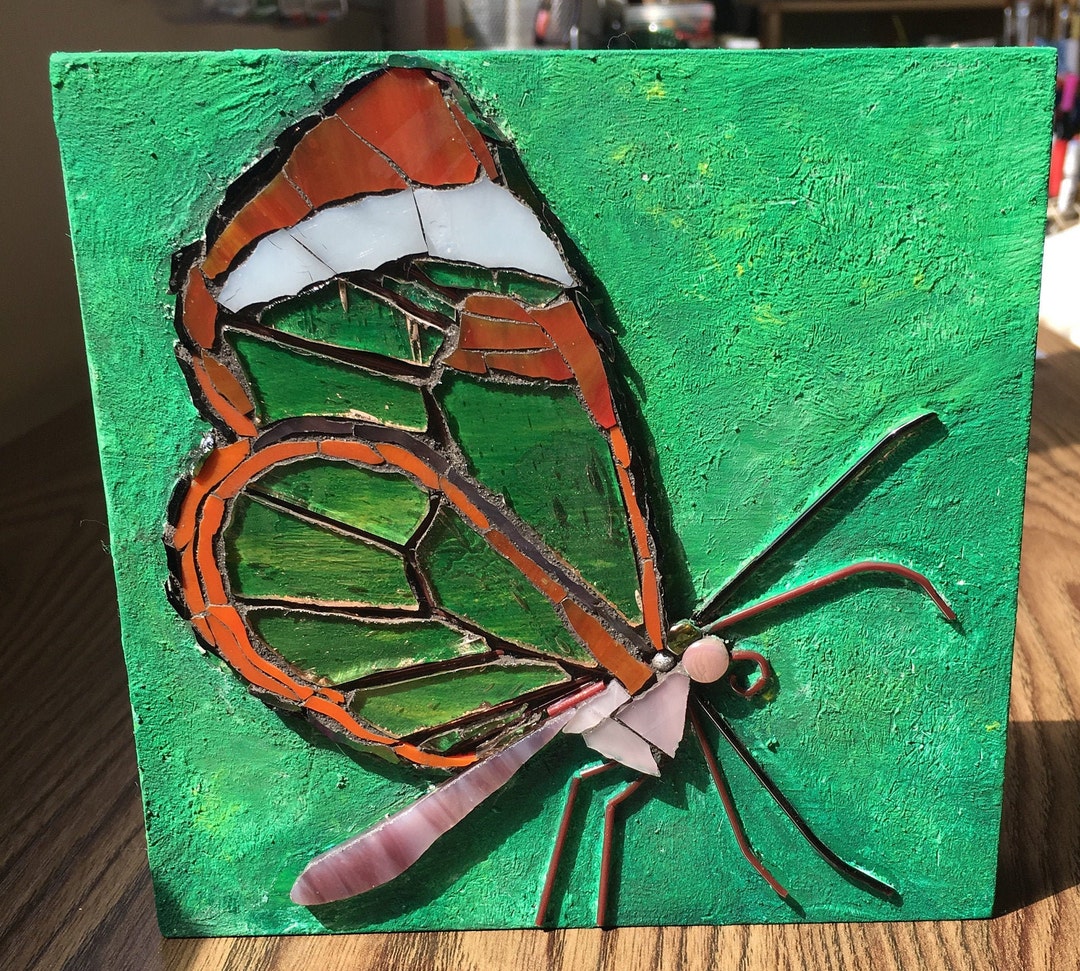 Butterfly Mosaic Art Decor, Stained Glass Wall Art, Minimalist Decor