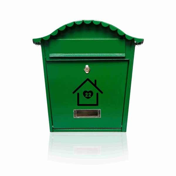 Hausnummer Herzhaus Aufkleber  Sticker für Haustür, Mülltonne oder Briefkasten