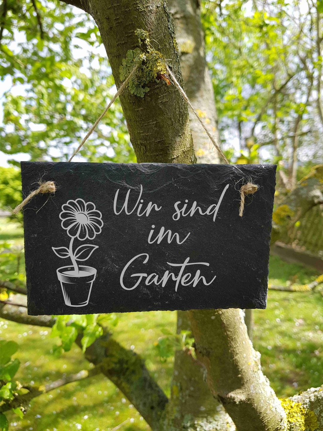 Ich Bin Wir Sind Im Garten Schild Garten Schieferschild Etsy