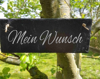 Namensschild Wunsch Beschriftung eigener Text Schild Garten Schieferschild Schiefertafel personalisiert