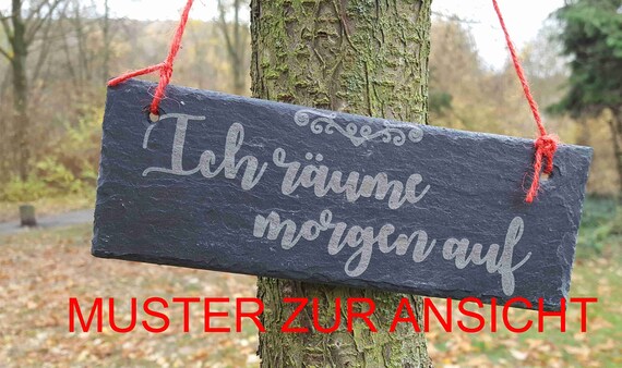 Bin im Garten Schild Schieferschild Schiefertafel Lasergravur ST 33