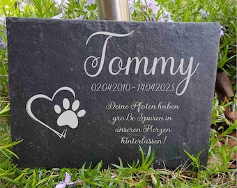 Gedenktafel für Hund Katze Haustier Schiefer Grabstein Grabplatte Trauerplatte Schiefertafel personalisiert