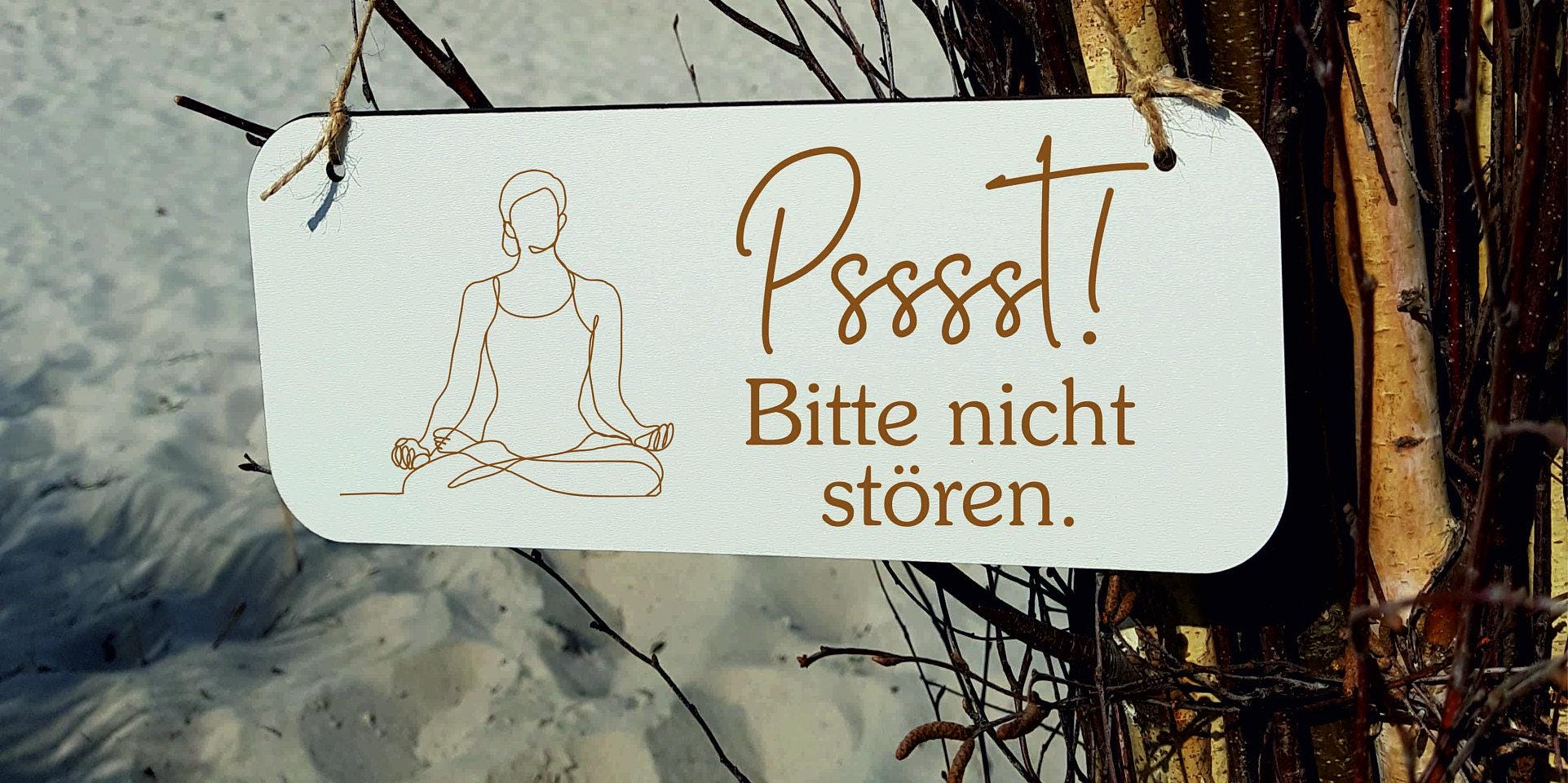 Yoga, Therapie Bitte nicht stören Beratung Sport Choaching Schild Türschild Holzschild weiß