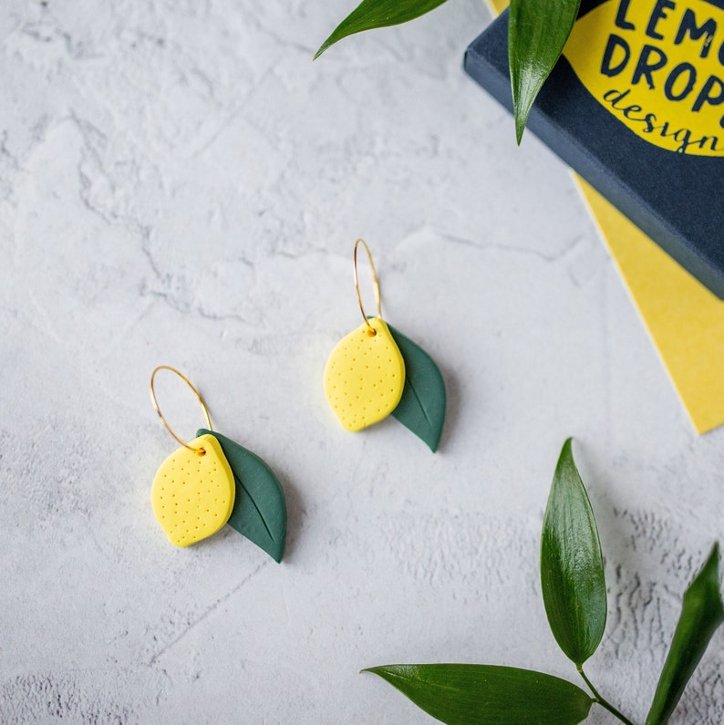 Lemon Hoop Earrings Etsy