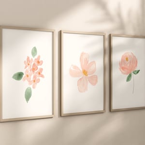 Blush Floral Set of 3 Nursery Art Prints, Pink Nursery Wall Art, Nursery Decor, Play Room, Girl Baby Room Ideas