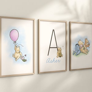 Personalized Set of 3 Classic Winnie-the-Pooh Nursery art prints, Gender Neutral, Winnie-the-Pooh inspirational quotes, new baby gift, 122