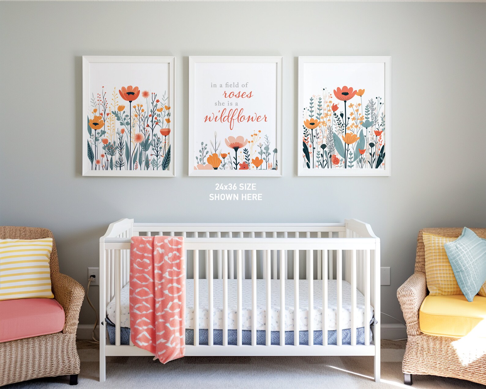 Set of 3 Pastel Wildflowers Floral Art Prints, Leaf Art, Botanical ...